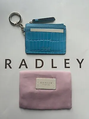 Brand New Radley Liverpool Street Faux Croc - Small Keyring Cardholder - Blue • £29
