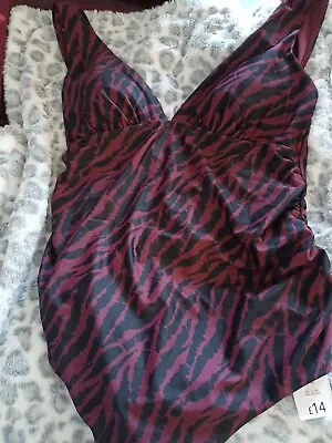 BNWT Ladies Mulberry Zebra Print Maternity Swimsuit Size UK14 George • £10.99