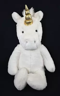 Pottery Barn Kids PBK 18  White Unicorn Soft Plush Toy Stuffed Animal Gold Horn • $22.99