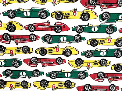 2 YDS X 28  - JOE BOXER 1991 Cotton Fabric - Vintage RACE CARS • $7.99