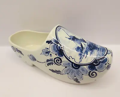 Vintage Delft Blue Holland Dutch Hand Painted Windmill Ceramic 7 In Clog Signed • $14.95