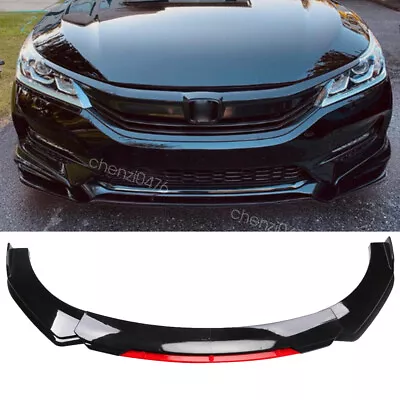 For Honda Civic Black+Red Front Bumper Chin Lip Spoiler Splitter Body Kit • $69.99