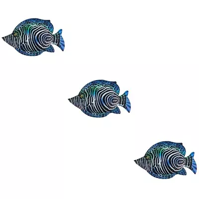  Set Of 3 Home Decorations Iron Fish Wall Art Wrought Hanging Outdoor • £22.15