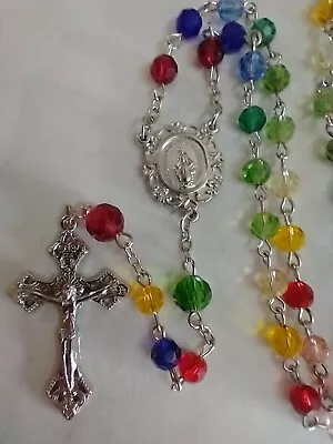 Catholic Rosary Rainbow Multicolored Glass 20  • $16.99