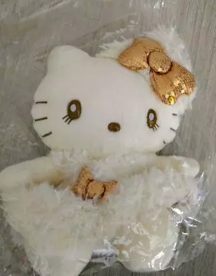 Hello Kitty Sequin Ribbon White X Gold Plush Fur Dress Doll USJ • $222