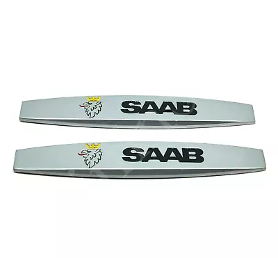 2x Saab Wing Badge Side Metal Chrome Fender Emblem Pair 93 95 9-3 9-5 900 9000 • $32.96