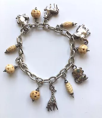 Brighton African Safari Animal Elephant Monkey Giraffe Zebra Charm  Bracelet. • $40