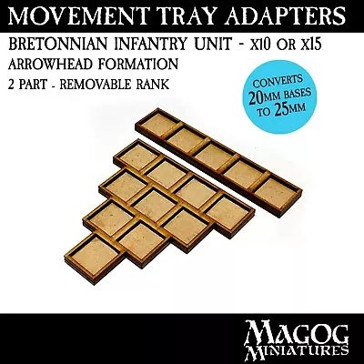 Movement Tray Adapters BRETONNIAN ARCHERS 20mm To 25mm. Warhammer The Old World. • $7.75