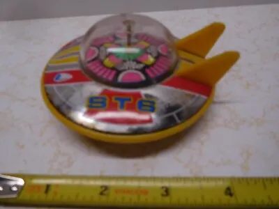 Vintage 4 Inch Made In Japan ST-6 UFO Alien Plastic Toy W/Wheels & Spinning Disc • $65