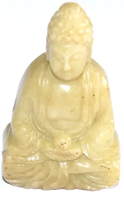 Nephrite  Yellow Jade Carved Sculpture Seated Shakyamuni  Buddha Praying • £25