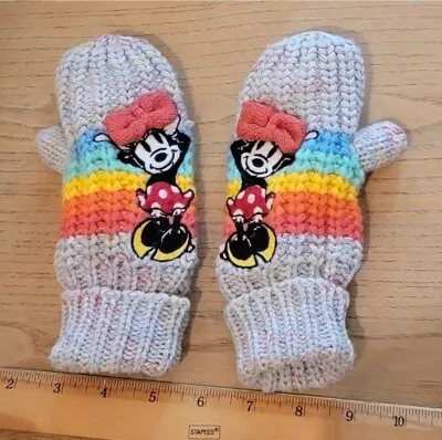 Disney Minnie Mouse Rainbow Winter Knit Gloves Mittens Toddler Girls Kids A5 • $9.99