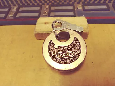 Vintage YALE 6 Lever Push Key Pancake Padlock W/original Yale Key 948 Work Good  • $71.95