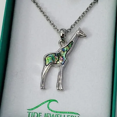 Giraffe Paua Shell Necklace Pendant Abalone Tide Jewellery Gift Box • £17.50