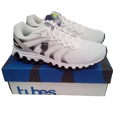 K-Swiss Tubes Comfort 200 Running Shoe 07112-107 White/Black/Silver Size 9.5 M • $44
