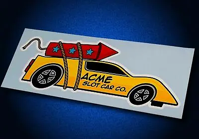 ACME SLOT CAR CO • Funny Slot Car Sticker • Pit Box Decal • Coyote • Road Runner • $4.25