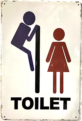 TIN SIGN New 8x12 Restroom Bathroom Toilet Funny Men Woman Business Bar Home C41 • $11.99