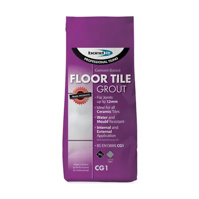 £8.25 • Buy Bond It Cement Based Ceramic Floor Tile Grout Grey 3Kg For Gaps Up To 12mm CG1