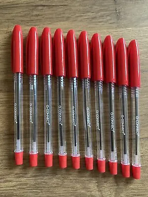 Q Connect Stick Ballpoint Pen0.5mm Medium PointRed KF02459 ( PKT OF 10 PENS) • £4.75