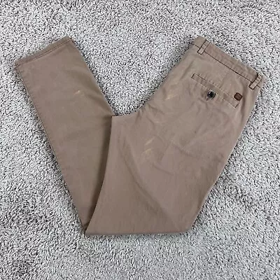 BOSS HUGO BOSS Khaki Tan Flat-Front Chino Pants Mens 34 Slim Fit Stretch Classic • $17.99