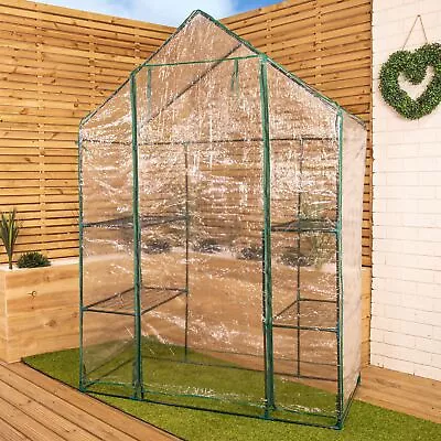 1.95m Outdoor Garden Patio Walk In Greenhouse With 4 Shelves • £32.25