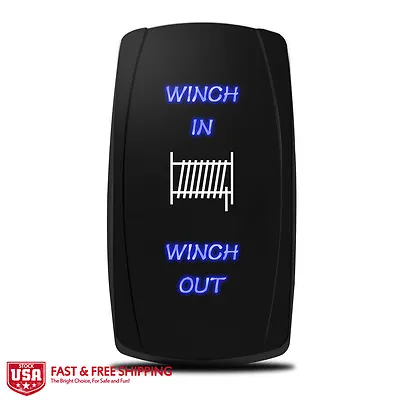 MICTUNING 7Pin Momentary Laser Rocker Switch Winch In/Out Blue LED Light 12/24V • $9.99