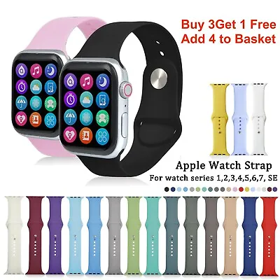 For Apple Watch Straps Series 8 7 6 SE 5 45 42 40 38 MM SILICONE Sport Soft Band • £3.78