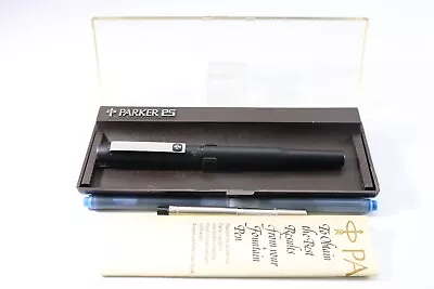 Vintage (c1970-78) Parker 25 Matt Black Extra Fine Fountain Pen (Case & Ink) • $232.27