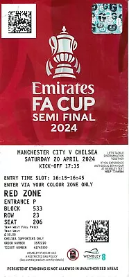 Manchester City V Chelsea - FA Cup Semi Final - 2023/24 - Used Ticket • £3