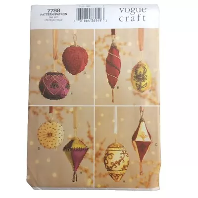 Vogue Craft 7788 Pattern Beaded Ornaments 6.5  To 3  OS VTG Uncut • $14.73