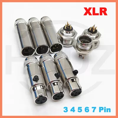 Mini XLR Connector 3 4 5 6 7 Pin Male Female Panel Plug Socket Microphone Audio • £2.15