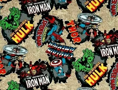 $2.99 • Buy Fat Quarter  Marvel Comic Burst Fabric  Avengers  Superhero Captain America Hulk