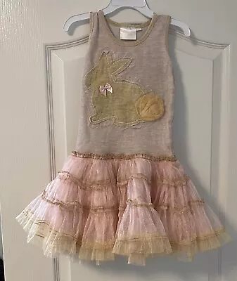 Ooh! La La Couture Easter Girls Tutu Dress Sz 5 Heather Pink Tulle Bunny • $35