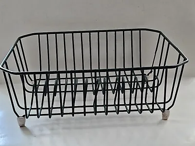 Vintage Rubbermaid Dish Rack Drainer Dark Green Coated Wire 13x14x5 Rubber Feet • $19.99