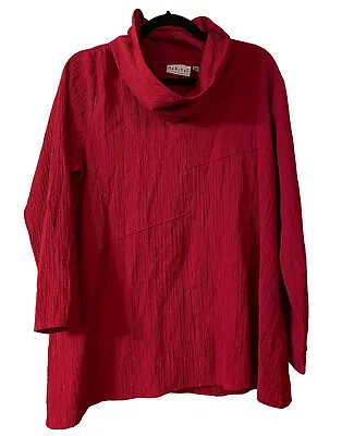 Habitat Clothes To Live In Red Medium Cowl Neck Crinkle Textured Tunic • $23.99