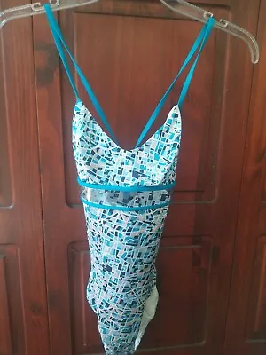 NWT LA PERLA Summer Energy One Piece Swimsuit Blue White Beige 36 C • $150