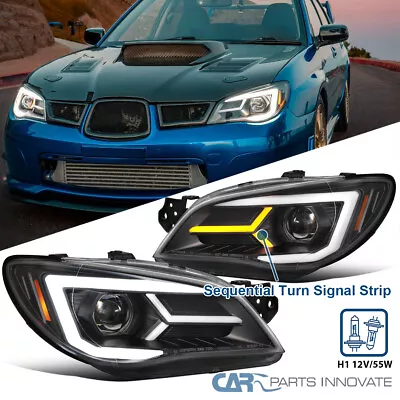 Fit 2006-2007 Subaru Impreza WRX Black Projector Headlights Sequential LED Tube • $304.95