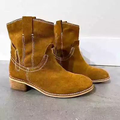 Jeffrey Campbell St. Elmo Camel Brown Suede Cowgirl Western Boots Bootie 6.5 • $58