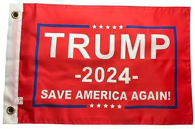 Small 12 X18  2024 Donald Trump Save America Again Flag Red MAGA Boat Car Bike • $12.99
