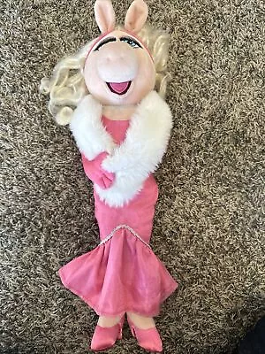 Miss Piggy 19” Glam Pink Satin Dress Plush Disney Store Muppets In GREAT SHAPE! • $19.99