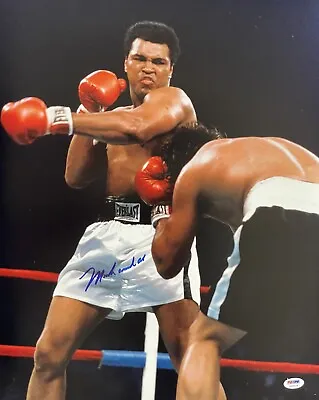 MUHAMMAD ALI SIGNED 16X20 PSA DNA I09114 (d) COLOR IN RING ACTION SHOT • $1299.95