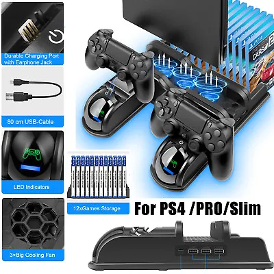 $36.99 • Buy Cooling Station Vertical Stand Dual Controller Charging Dock For PS4/Pro/Slim