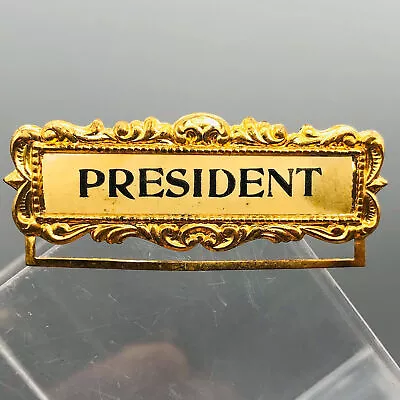 Ribbon Holder Pin Badge Vintage ID Name Tag Button Metal President Brooch • $10.39