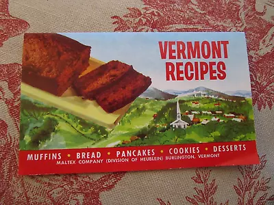 1950's VERMONT RECIPES FOLD-OUT INSERT: MALTEX CEREAL & MAYPO OAT CEREAL + HINTS • $11.99