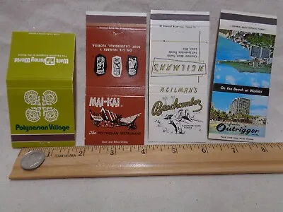 (4) Tiki Hawaii Matchbook Covers 1968 1972 OLD Vintage Beachcomber Outrigger • $21.99