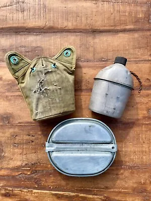 WW2 US Army 1942 Mess Kit & 1943 Canteen & Cover Combo • $26.99