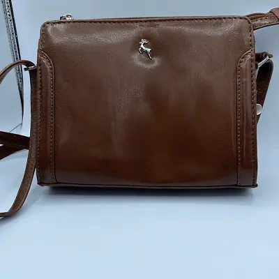 Vintage Leather Ashwood Crossbody Satchel Bag Nut Brown Smooth Leather. • $27