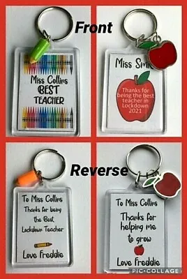 Teacher Personalised Keyring Gift Present End Of School 2021 Apple Crayon • £3.50