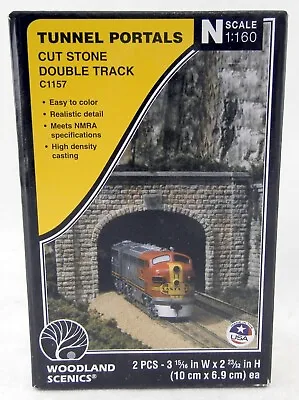 N Scale Cut Stone Tunnel Portals Double Track (2pcs) - Woodland Scenics #C1157 • $11.15