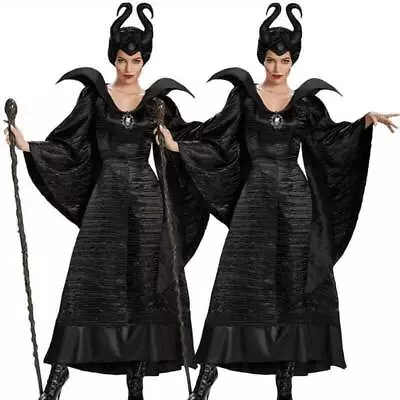 Deluxe Maleficent Horns Evil Witch Cosplay Halloween Fancy Dress Costume Outfits • £33.99