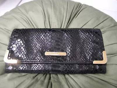 Michael Kors Wallet Black Leather Patent Embossed  Wallet  8 W X 4 L Snap Clz • $39.99